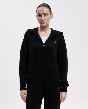 Sporty & Rich Черная спортивная куртка из кашемира и шерсти CA00282327BA01