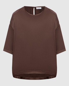 Brunello Cucinelli Коричневая блуза из шелка M0C59DZ310