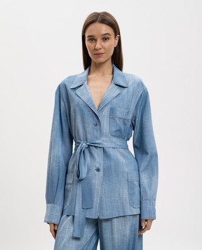 Ermanno Scervino Голубая рубашка с поясом D482I353EMY