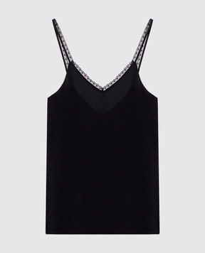 Twinset Чорний топ з шовком з логотипом 252TT2411