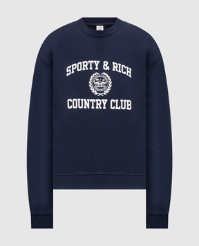 Sporty & Rich Синій світшот з принтом логотипа ST09876218BL106