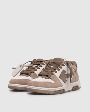 Off-White Серые кожаные кроссовки Out Of Office с логотипом OWIA259S26LEA005