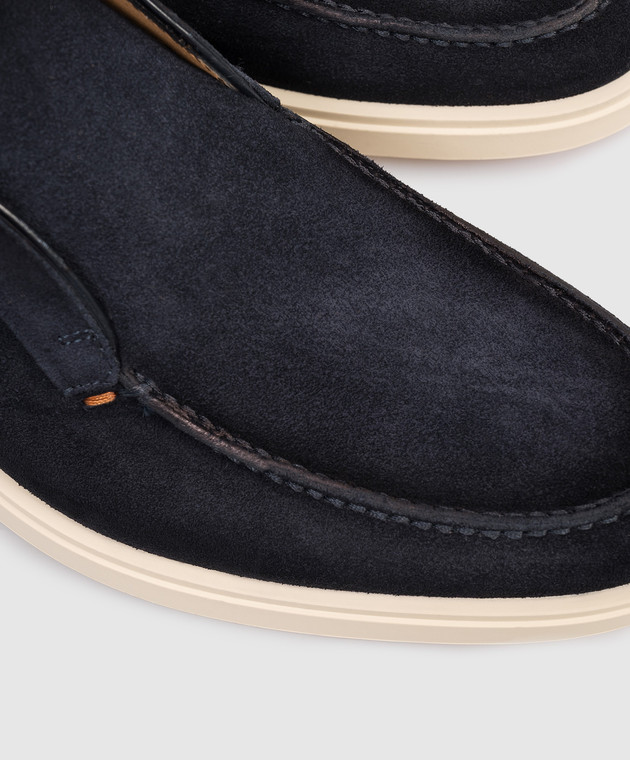 Santoni Синие замшевые дезерты с фактурным логотипом MGDG17823TICBGEX изображение 5