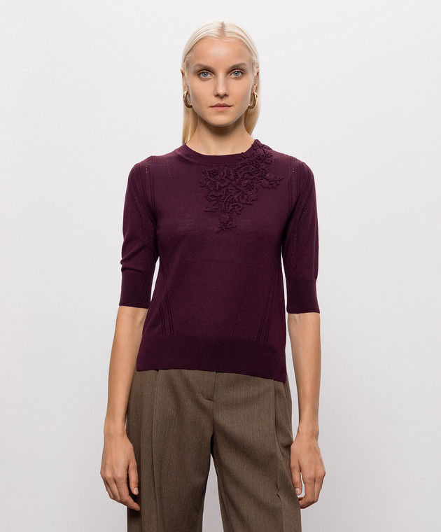 Ermanno Scervino Life Фиолетовый джемпер с шерстью с короткими рукавами D494L503APLYY изображение 3