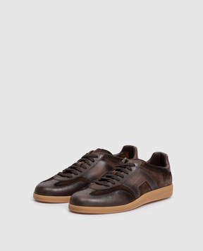 Santoni Коричневые замшевые кеды с винтажным эффектом MBPL22251FARTGEU