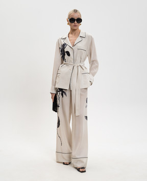 Ermanno Scervino Бежеві штани із шовку в піжамному стилі D482P371YBQ