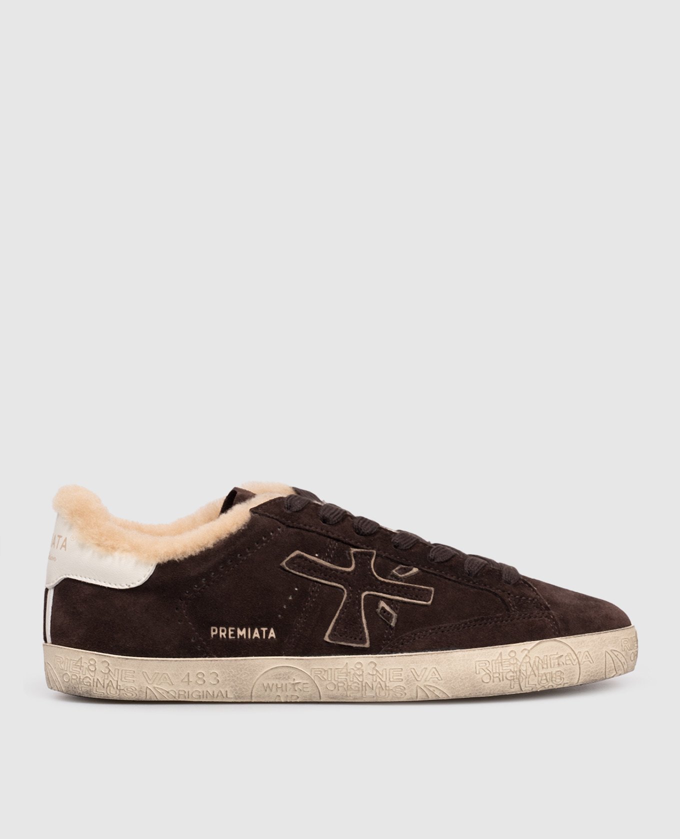 STEVEND brown suede sneakers with fur Premiata