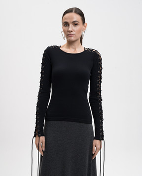 Balenciaga Чорний лонгслів зі шнурівкою 850247TQVE1