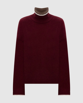 Brunello Cucinelli Бордовий светр з кашеміру з ланцюжком моніль M12527204