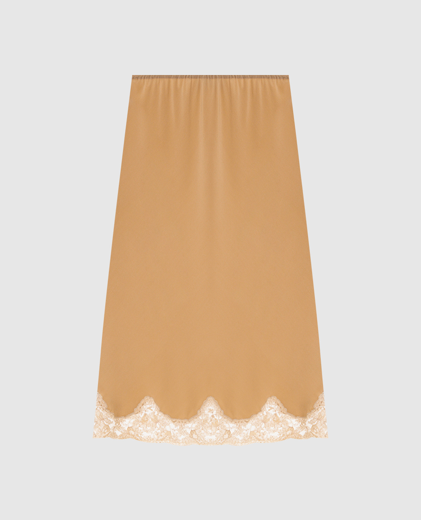 

Бежевая юбка из шелка с кружевом, Бежевый, Юбки прямые