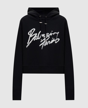 Balmain Черные худи с принтом логотипа GF1JR030BD41