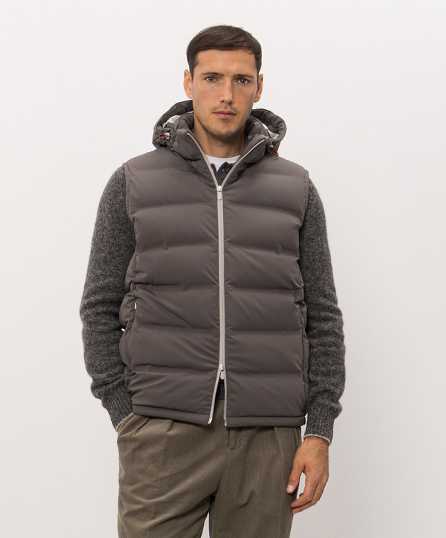 Brunello Cucinelli Сірий пуховий жилет MV4061605 зображення 3