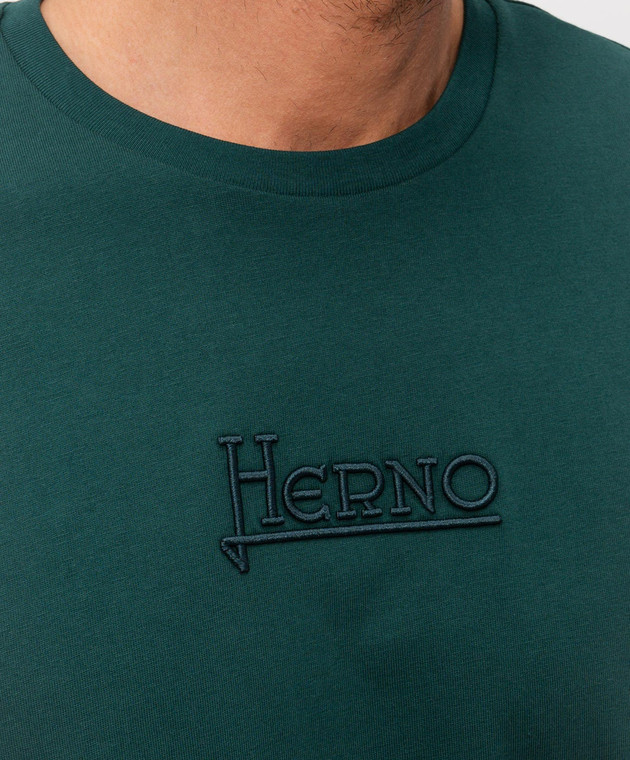 Herno Зелена футболка з вишивкою логотипа JG000239U52000 зображення 5
