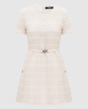 Versace Бежевое твидовое платье в клетку 10226181A16514