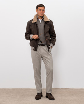 Brunello Cucinelli Джемпер цвета хаки из кашемира M2200124