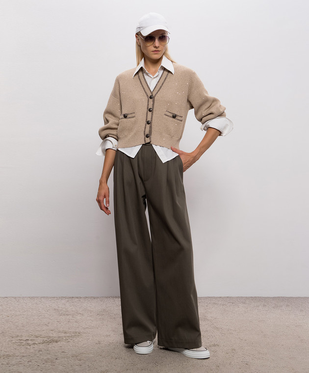 Brunello Cucinelli Бежевый кардиган с пайетками MDV745806 изображение 2