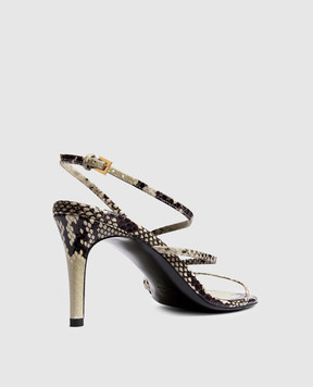 Khaite Сірі шкіряні босоніжки Loop з тисненням під шкіру рептилії F3075803