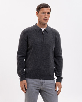 Canali Серый джемпер из шерсти и кашемира с воротником-поло MK02547C1237