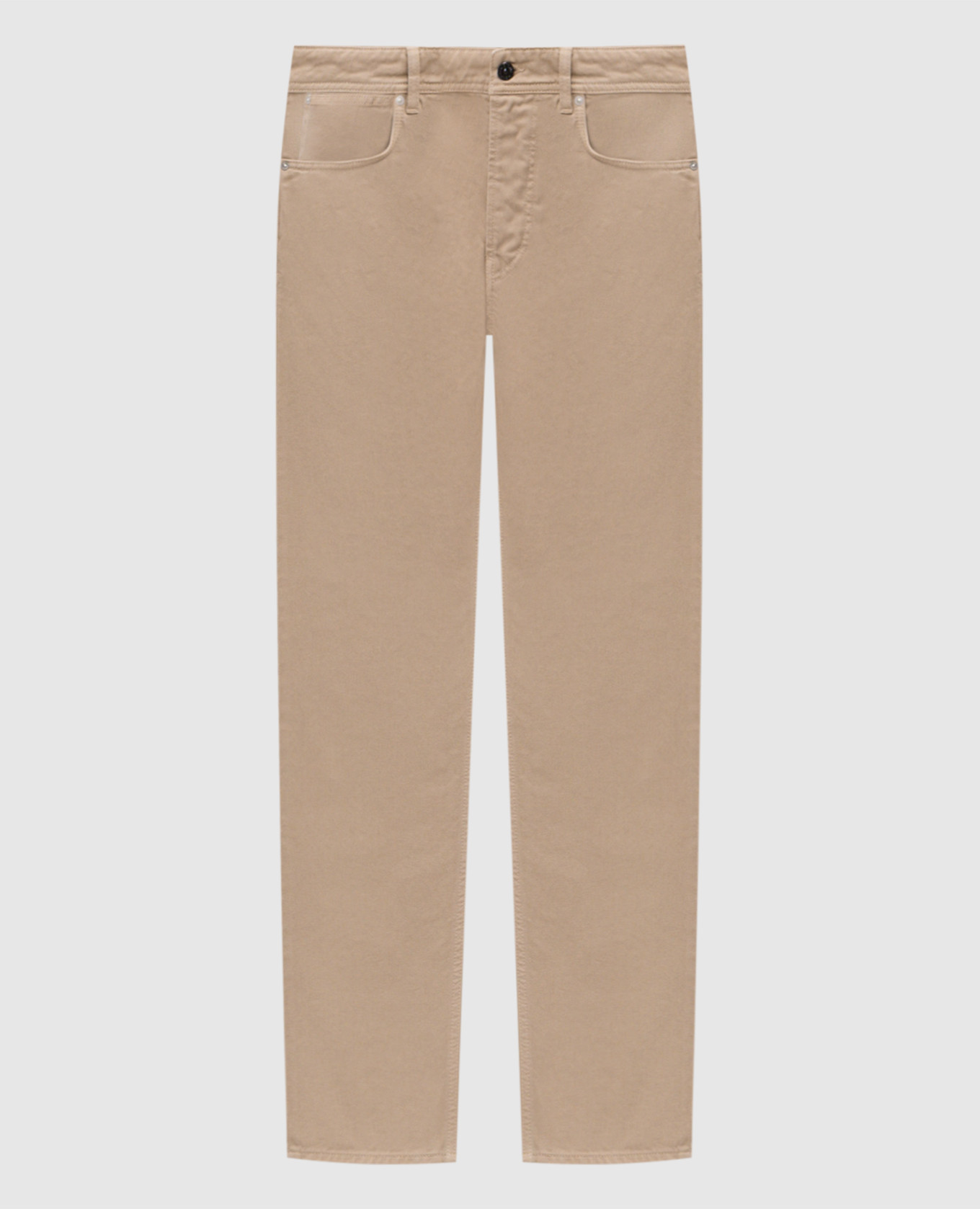 Бежевые джинсы с логотипом патча