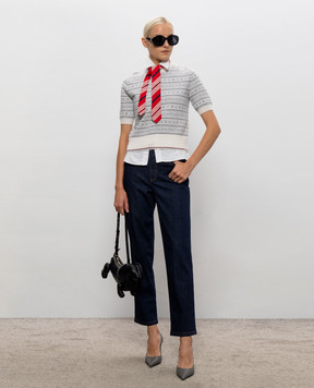 Thom Browne Топ цвета айвори из шерсти в узор FKA529AY1007