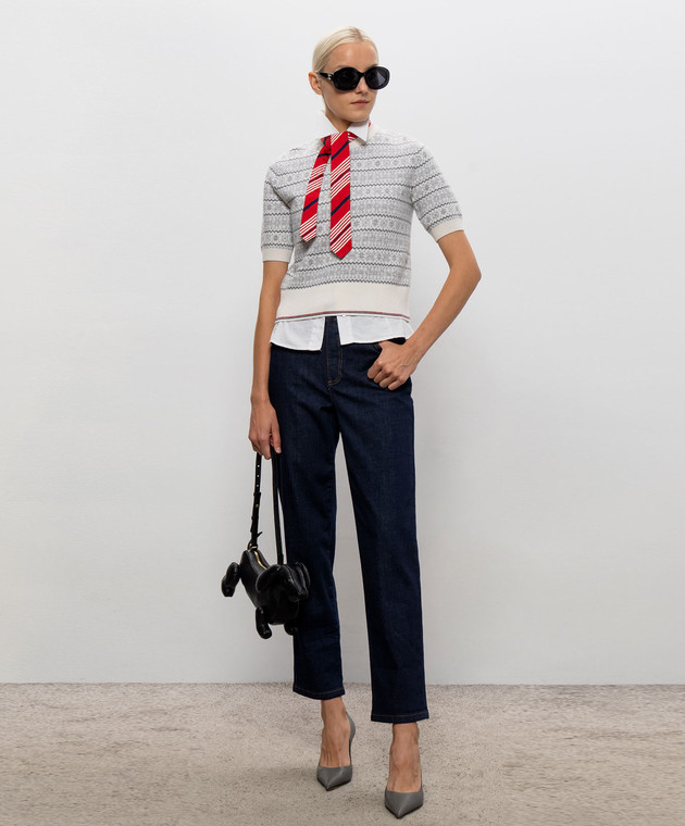 Thom Browne Топ цвета айвори из шерсти в узор FKA529AY1007 изображение 2