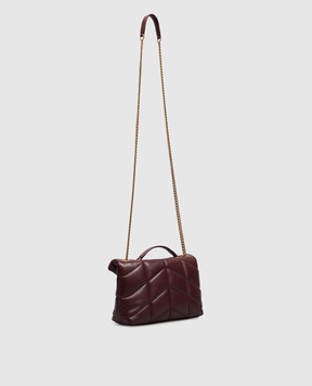 Saint Laurent Бордова шкіряна сумка крос-боді Toy PUFFER 7593371EL07