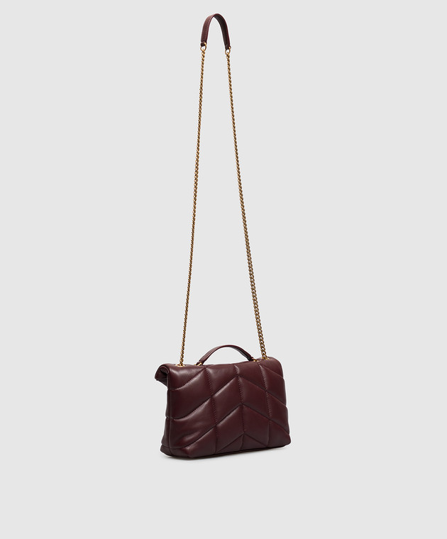 Saint Laurent Бордовая кожаная сумка кросс-боди Toy PUFFER 7593371EL07 изображение 3
