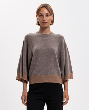Twinset Коричневый джемпер из шерсти и кашемира с люрексом 262TP3511