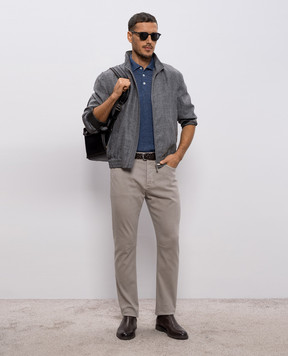 Brunello Cucinelli Синее поло с льном M2L00315