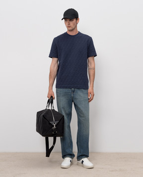 Fendi Синяя футболка в тканый узор FY0936AUR1