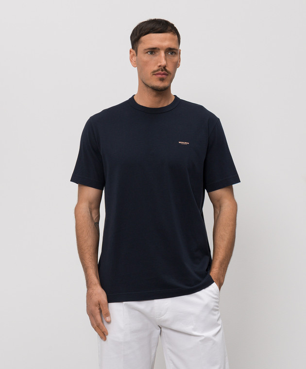 Woolrich Синя футболка з принтом логотипа CFWOTE2012MRUT5334 зображення 3