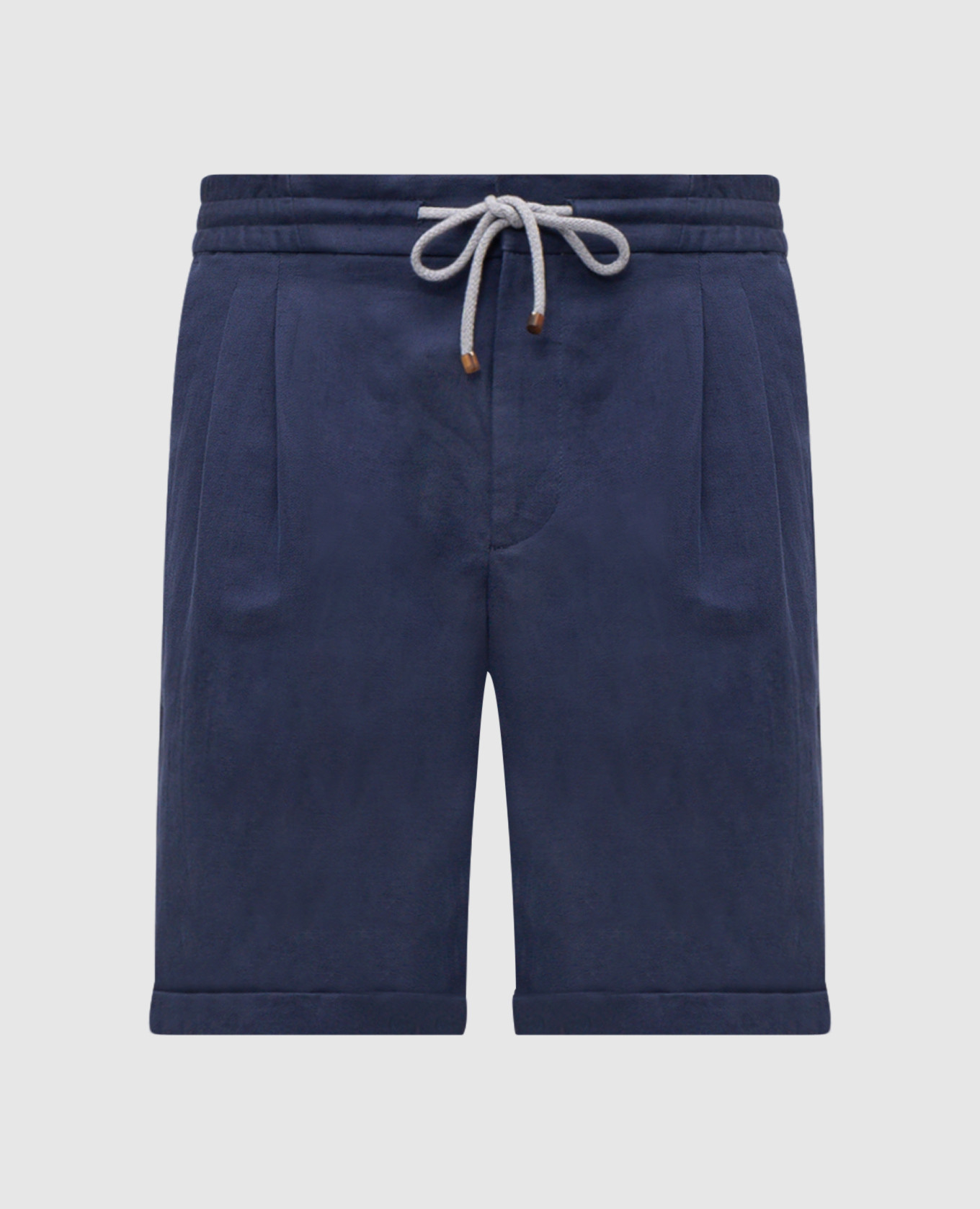 Синие шорты с льном с отворотами