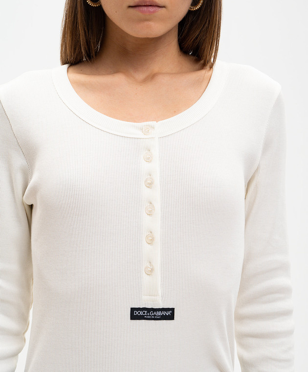 Dolce&Gabbana Лонгслів кольору айворі з ґудзиками F8W44TFU7AV зображення 5