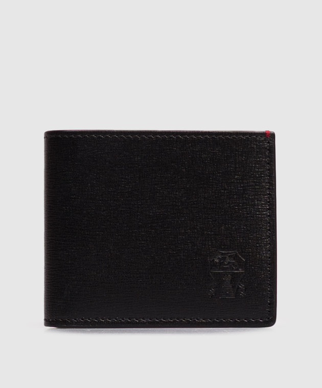 Brunello Cucinelli Кожаный портмоне черного цвета с тиснением эмблемы MWRLBU006