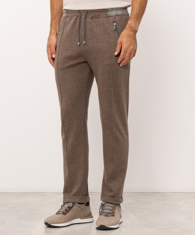 Doriani Cashmere Коричневі штани з вовни з відворотами 875PANTTAZJ36 зображення 3