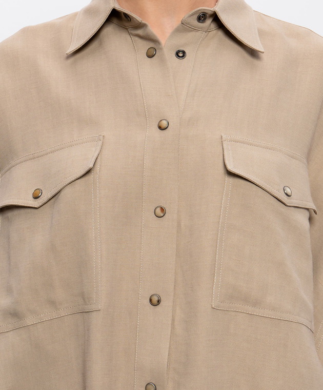 Brunello Cucinelli Бежева куртка з льоном MH126NE416 зображення 5
