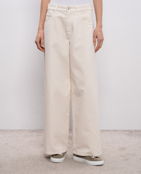 Brunello Cucinelli Джинсы цвета айвори с логотипом патча M0H81P4075