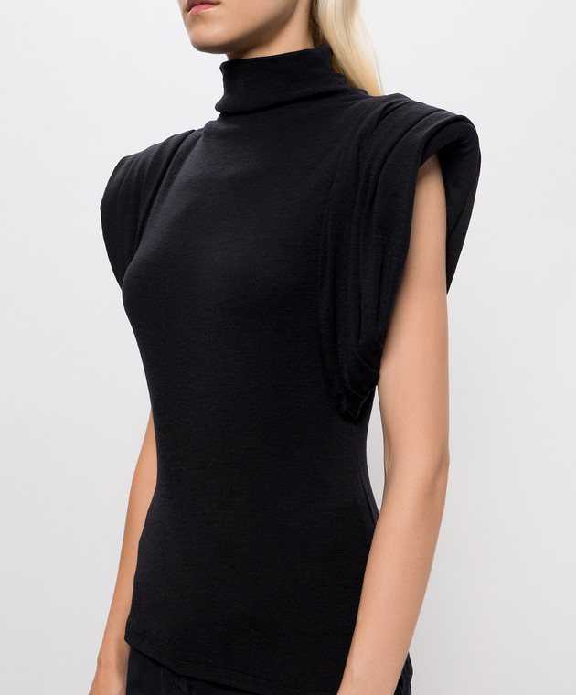 Thierry Mugler Черный топ с акцентными плечами 26F1TO08741038 изображение 5