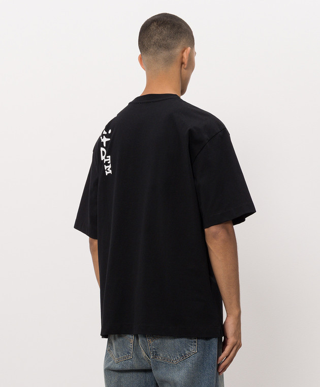 Off-White Черная футболка с контрастным логотипом 44MAA120F26J010 изображение 4