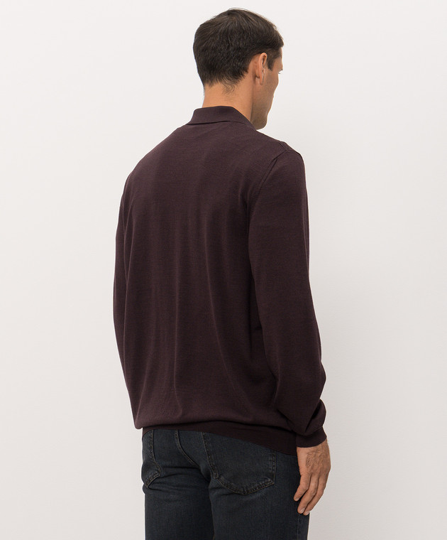 Bertolo Cashmere Фиолетовое поло из шерсти и шелка с молнией 90247300251458 изображение 4