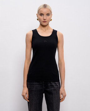 Dolce&Gabbana Чорний топ в рубчик з монограмою F8V40ZGDDL8