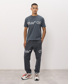 Off-White Синя футболка з контрастним принтом логотипа 44MAA16MF26J00G