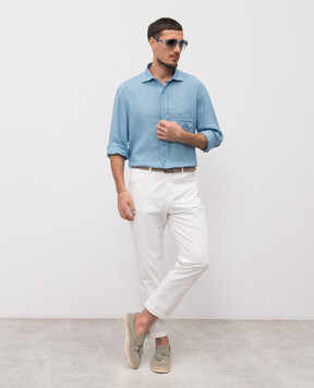 Stefano Ricci Голубая рубашка из льна MC008163BX2922