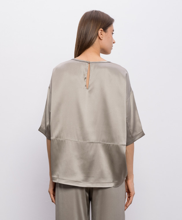 Brunello Cucinelli Блуза кольору хакі із шовком M0C59DZ310 зображення 4