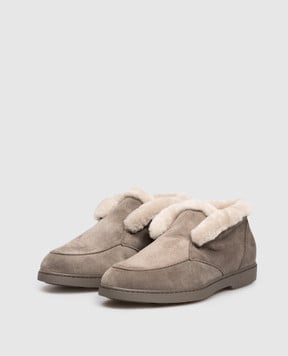 Doucal's Коричневі замшеві дезери на хутрі з ланцюжком моніль DD8676EDOUM252