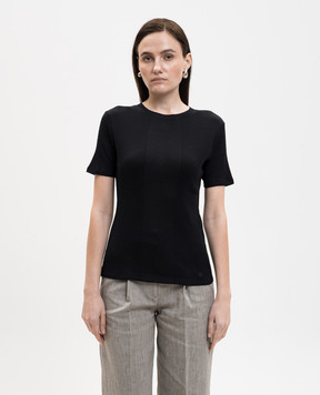 Loulou de Saison Чорна футболка AVALYN в рубчик AVALYNLDS