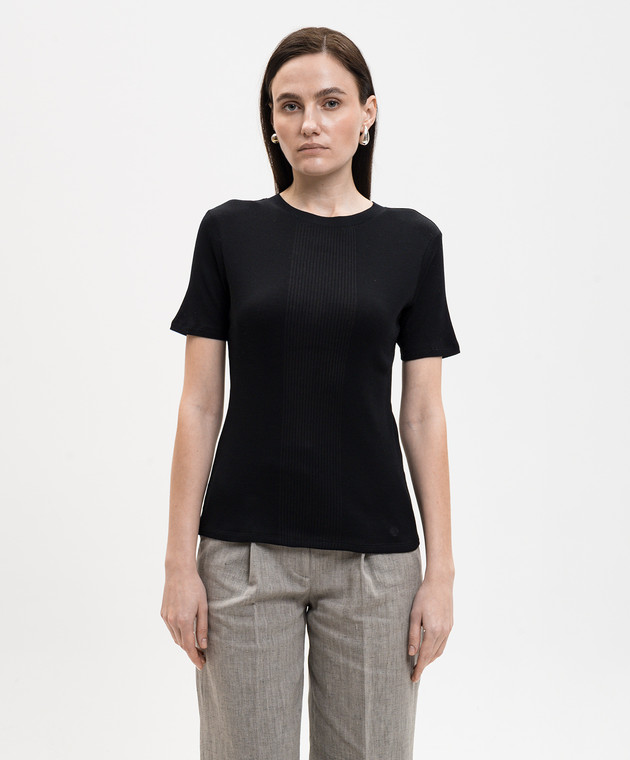 Loulou de Saison Черная футболка AVALYN в рубчик AVALYNLDS изображение 3