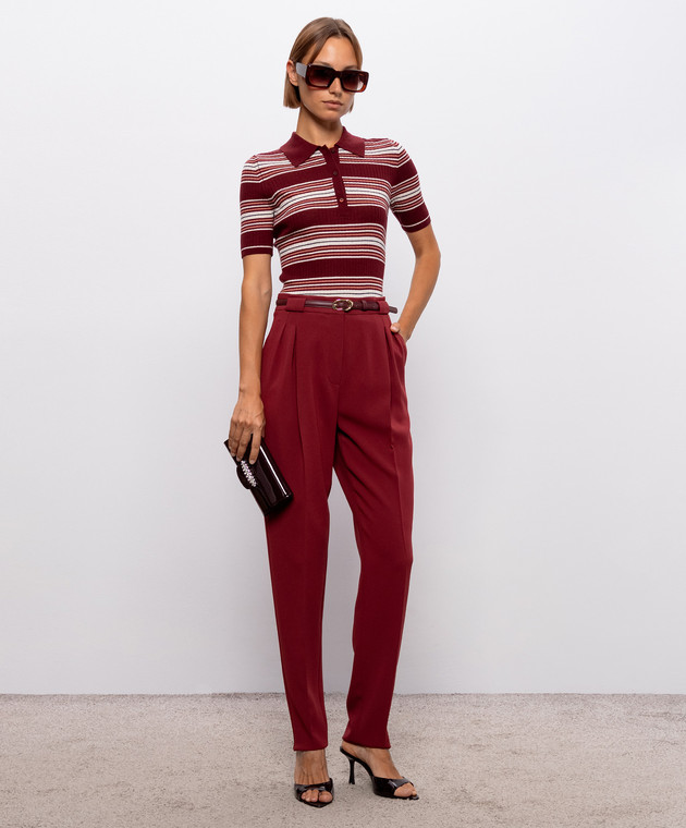 Max Mara Бордовые брюки BIMBA с поясом MSTBIMBA изображение 2