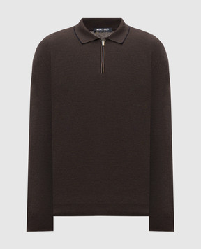 Bertolo Cashmere Коричневое поло из шелка и шерсти на молнии 90263600258758