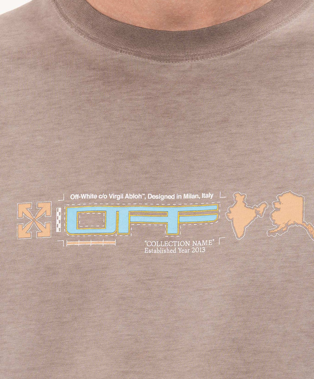 Off-White Коричневые футболки Archi Geography Arrow 44MAA120F26J00B изображение 5